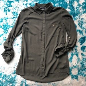 Primark Olive Long Sleeve Blouse Size 8